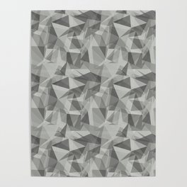 Abstract Geometrical Triangle Patterns 3 Benjamin Moore Metropolitan Gray AF-690 Poster