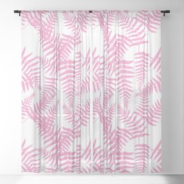 Pink Silhouette Fern Leaves Pattern Sheer Curtain