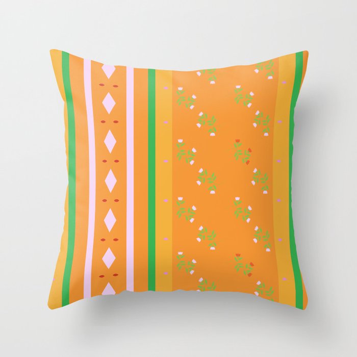 Modern Flower Geometric Pattern Art 01 Throw Pillow