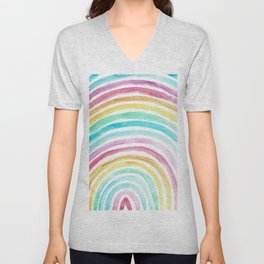 Pastel Watercolour Rainbow art V Neck T Shirt