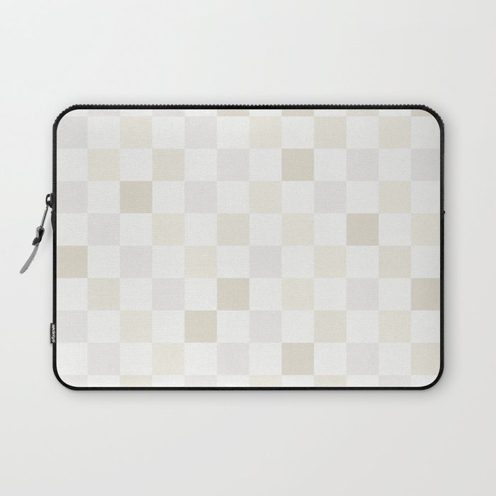 Checkerboard Check Pattern in Pale Light Neutral Beige White Tones Laptop Sleeve