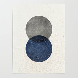 Circle Abstract - Grey Navy Texture Poster