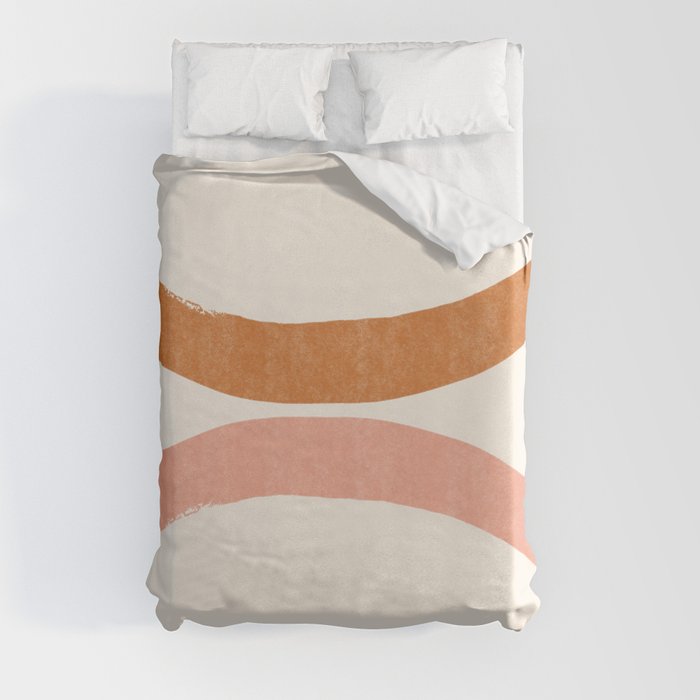 Terracotta Mid Century Abstract Rainbow Arches Duvet Cover