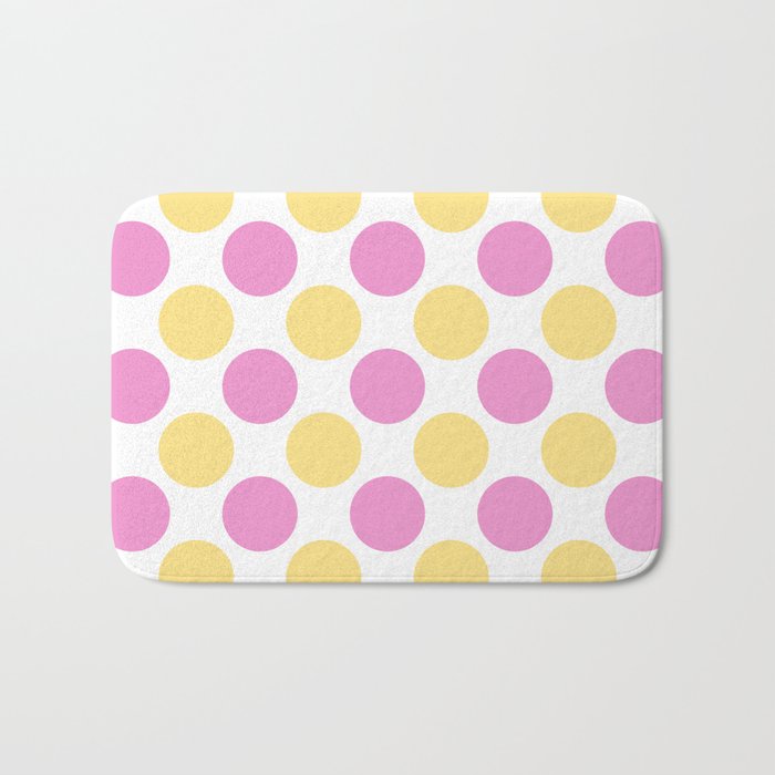 Yellow And Pink Polka Dots Bath Mat By Sunshineprints Society6
