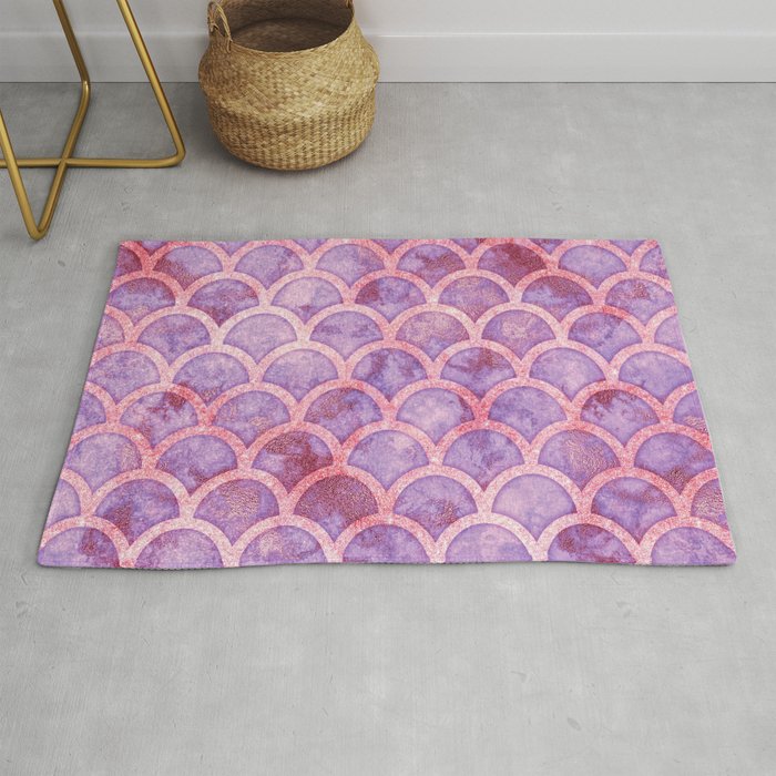 Pink Mermaid Scallop pattern Rug