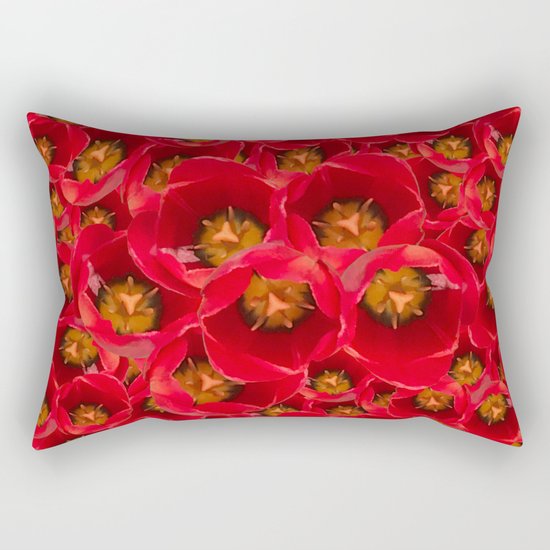 Venetian Red Tulips Rectangular Pillow