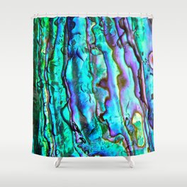 Glowing Aqua Abalone Shell Mother of Pearl Shower Curtain