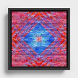 Red Blue Blocks Framed Canvas