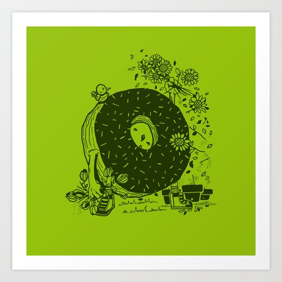 Donut Pick Flowers Art Print
