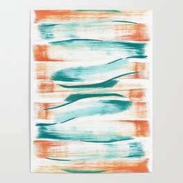 Teal and Orange Brush Strokes Poster
