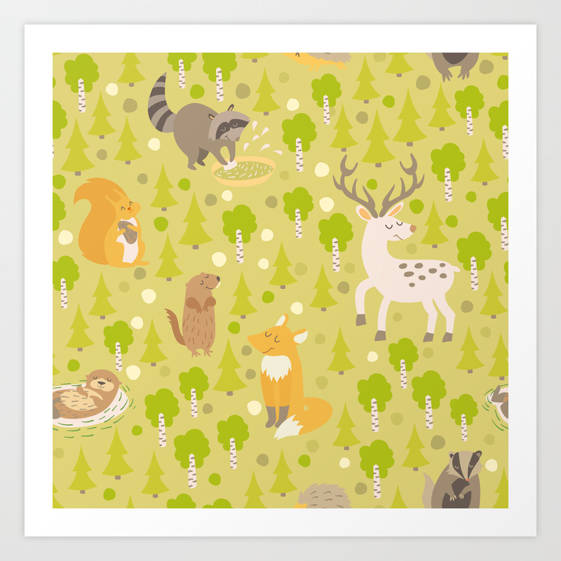 Cute Animals Seamless Pattern Cute Pattern For Kids Art Print By Rimma Society6