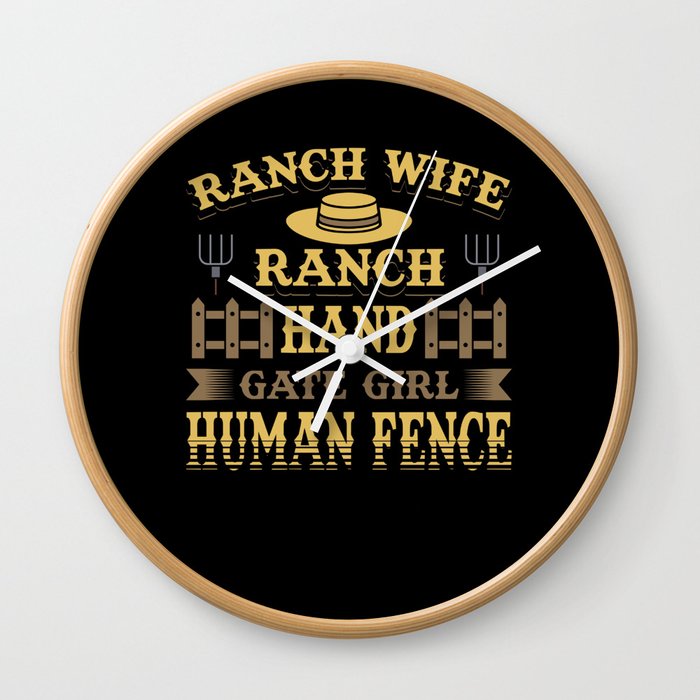 Ranch Wife Ranch Hand Gate Girl Human Fence Wall Clock