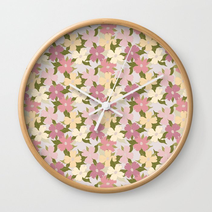 pink and green flowering dogwood symbolize rebirth and hope Wall Clock