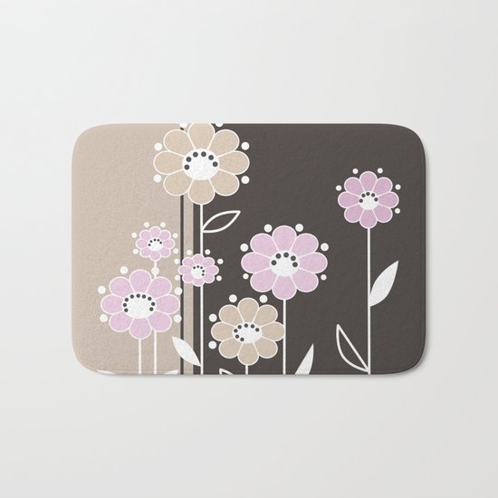 Floral applique . Retro . Bath Mat