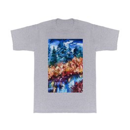 Fall in Rockies T Shirt | Falltime, Olenaartartwork, Autumncolorado, Lenaowensartwork, Digital, Aspentrees, Impressionism, Evergreentrees, Lakereflection, Riverreflection 