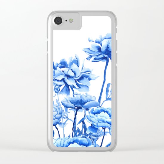 blue peonies Clear iPhone Case