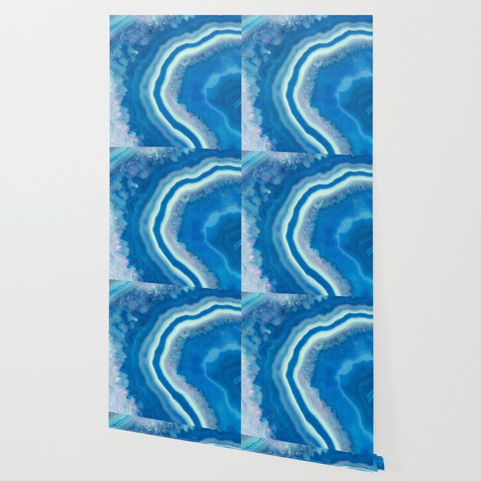 Teal And Violet Agate Wallpaper By Scubaprincess Society6