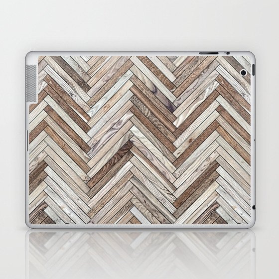 Seamless texture of wood parquet (herringbone). Floor natural pattern Laptop & iPad Skin