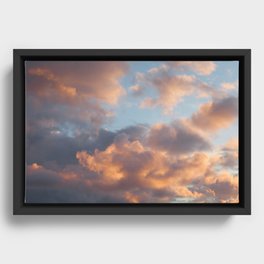Peach Clouds Framed Canvas