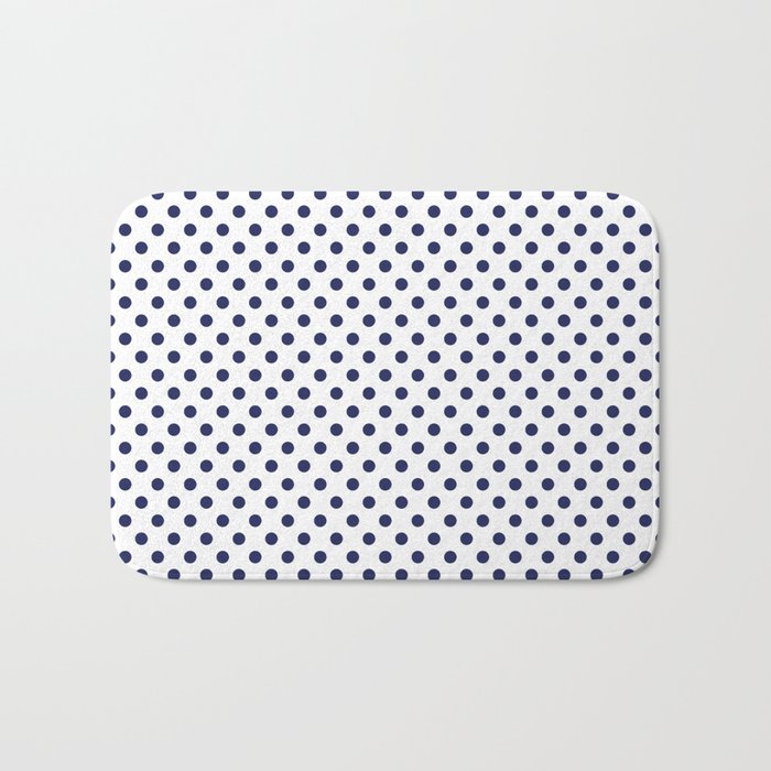 Cute Tiny Navy Blue Polka Dots Print Dotted Pattern Bath Mat
