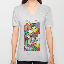 Crayola Doodle Illustration V Neck T Shirt