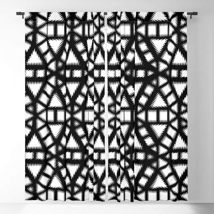 Black and White Pinwheel Pattern Illustration - Digital Geometric Artwork Blackout Curtain