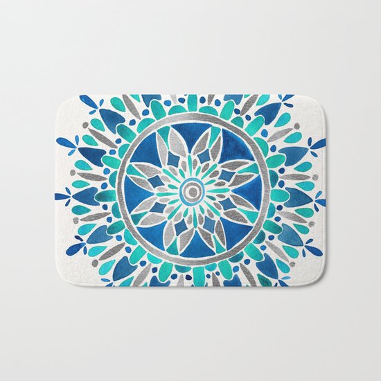 Mandala – Silver & Blue Bath Mat