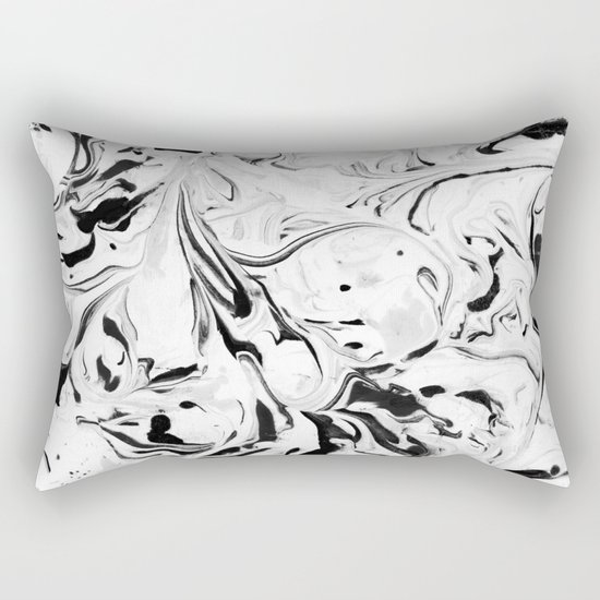 Black and White Marble Rectangular Pillow