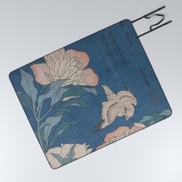 Hokusai, Peonies and Canary  Picnic Blanket