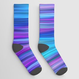 Abstract Purple and Teal Gradient Stripes Pattern Socks