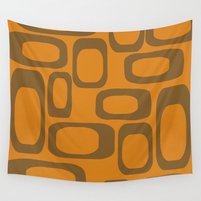 Mid Century Modern Shapes 1970s Orange And Brown #society6 #buyart  Wall Tapestry