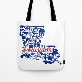 LA Tech Louisiana Landmark State - Red and Blue LA Tech Theme Tote Bag