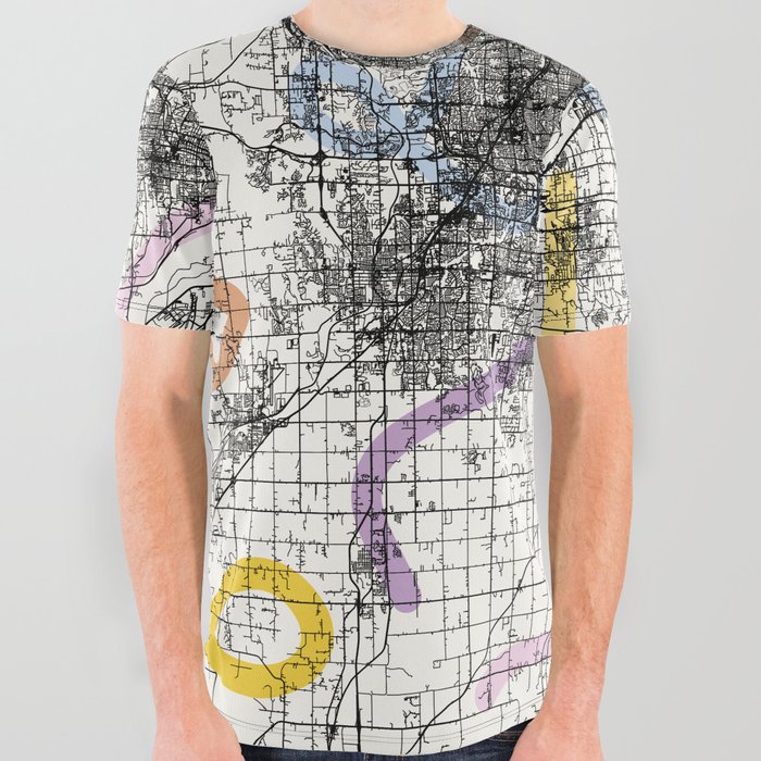 City Map of Overland Park, USA All Over Graphic Tee