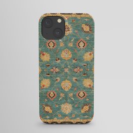 Oushak  Antique Gold Teal Turkish Rug Print iPhone Case