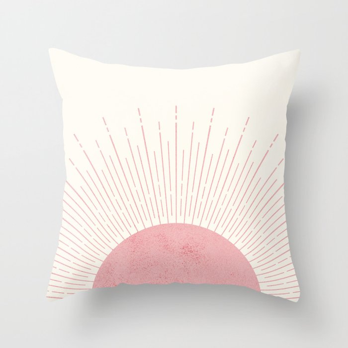 Pink Sunrise Boho Midcentury Throw Pillow