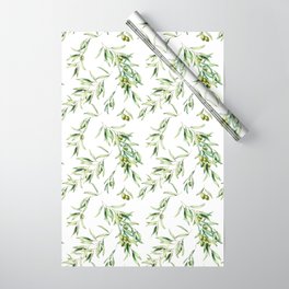 Watercolor green olives Wrapping Paper