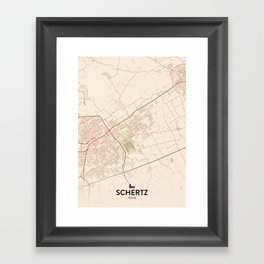 Schertz, Texas, United States - Vintage City Map Framed Art Print