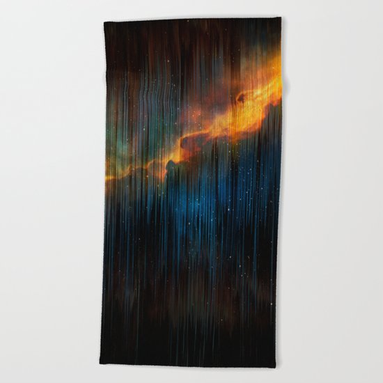 Planet Pixel Fall Down Beach Towel