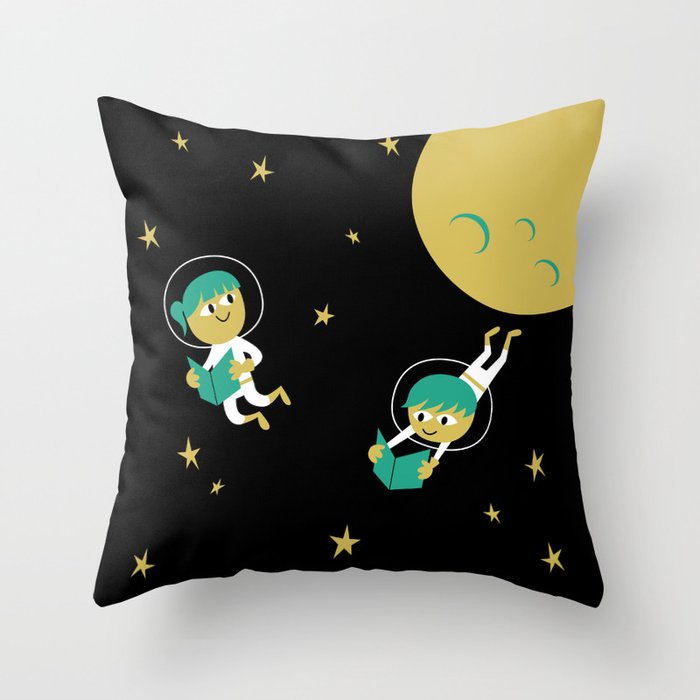 Reading Astronauts Throw Pillow