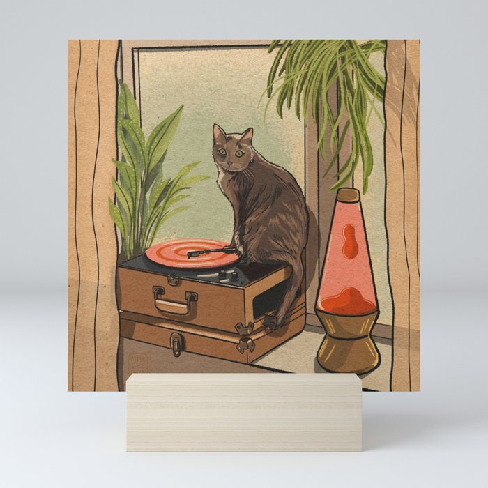 Cat Vinyl Lava Lamp Art Print Mini Art Print
