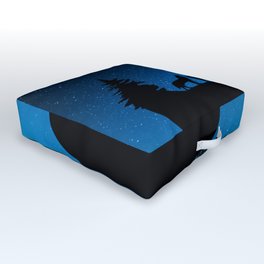 Night Sky with Wolves Outdoor Floor Cushion