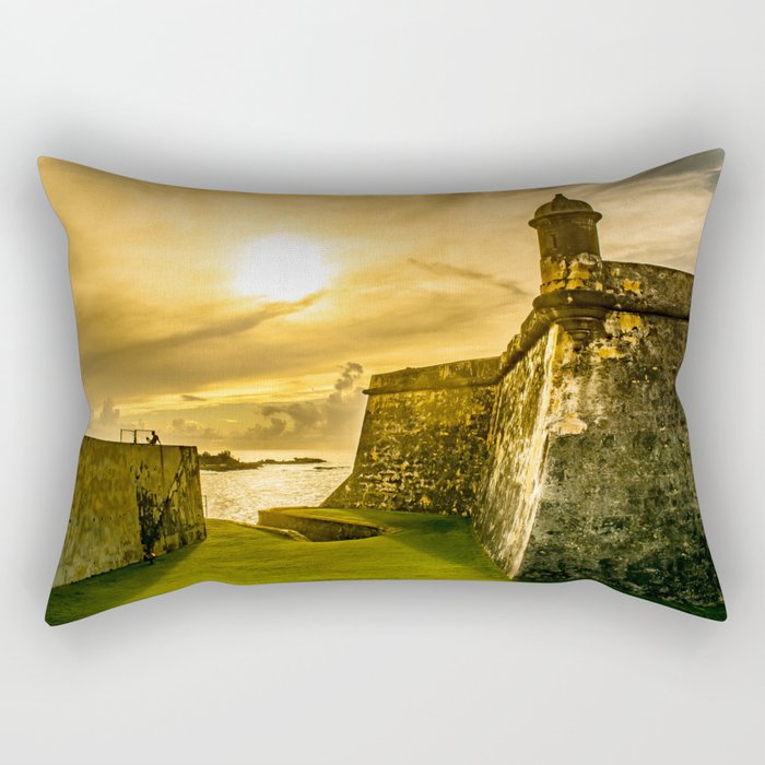 San Juan Puerto Rico Wall Sunset Rectangular Pillow