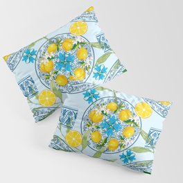 Lemon wreath,majolica Sicilian style art Pillow Sham