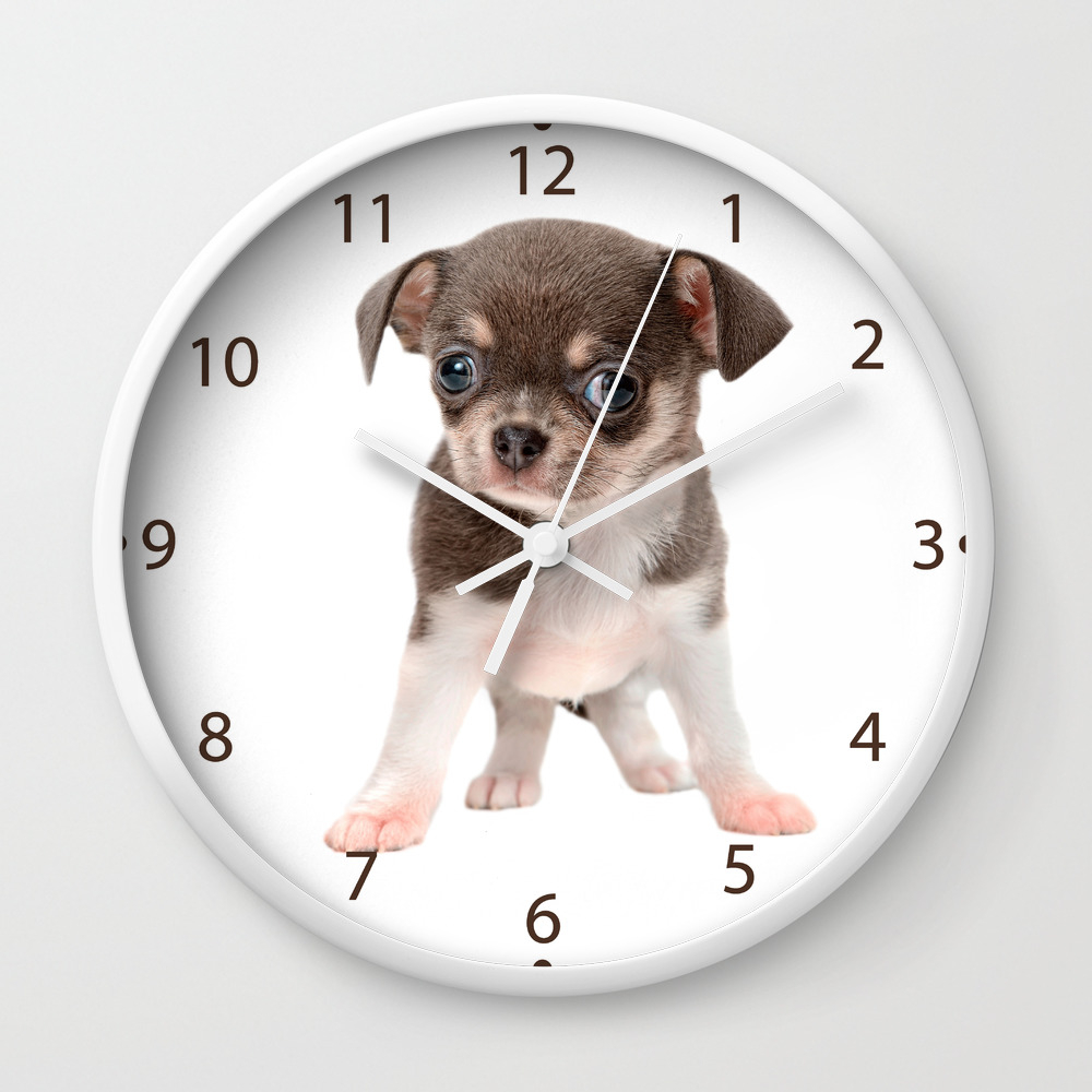 Chihuahua Love Park Cute Puppy Dog Battery Kitchen Living Room Wall Clock