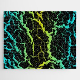 Cracked Space Lava - Cyan/Yellow Jigsaw Puzzle