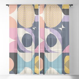 Minimalist Memphis Bauhaus Geometric Shapes Sheer Curtain