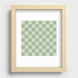 Minimal checkerboard line drawing cat pattern 4 Recessed Framed Print