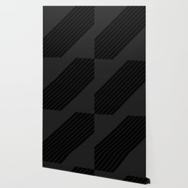 Black on Dark Grey Minimal Abstract Classic Retro Stripes Wallpaper
