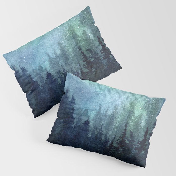 Galaxy Watercolor Aurora Borealis Painting Pillow Sham