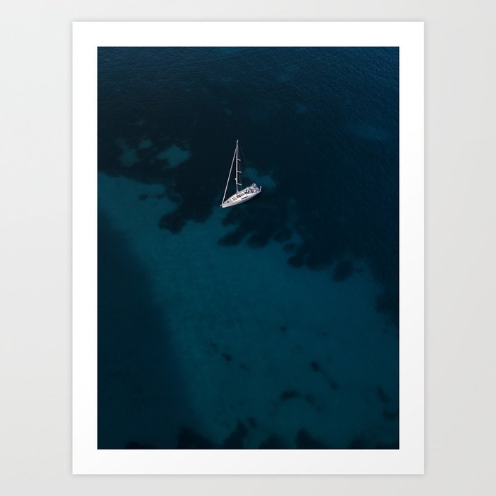 Lone Sailing Boat  Art Print
